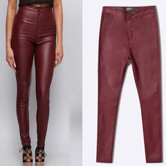 Comfortable Stylish Faux Leather Women’s Zipper Leggings Pants - Fashlot 