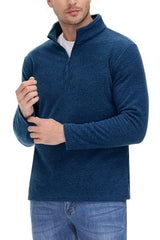 Men's Casual Warm Breathable Winter Longsleeve Pullover Quarter Zip Fleece Sweater - Fashlot