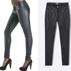 Comfortable Stylish Faux Leather Women’s Zipper Leggings Pants - Fashlot 