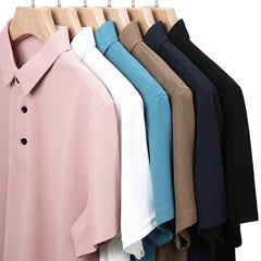 New Versatile Men's Casual Waffle Knit Solid Color Short Sleeve Polo Shirt - Fashlot 