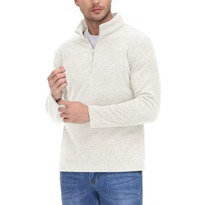 Men's Casual Warm Breathable Winter Longsleeve Pullover Quarter Zip Fleece Sweater - Fashlot