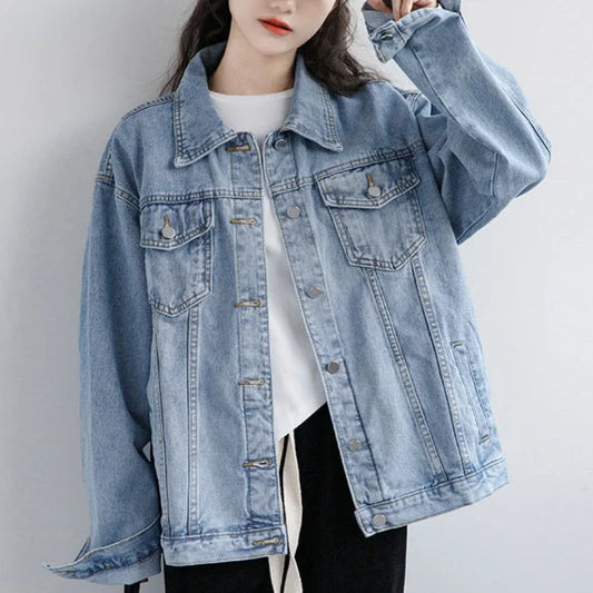 Women’s Vintage Oversized Denim Jacket – Autumn Winter Style - Fashlot