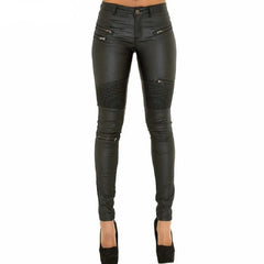 Comfortable Stylish Faux Leather Women’s Zipper Leggings Pants - Fashlot 