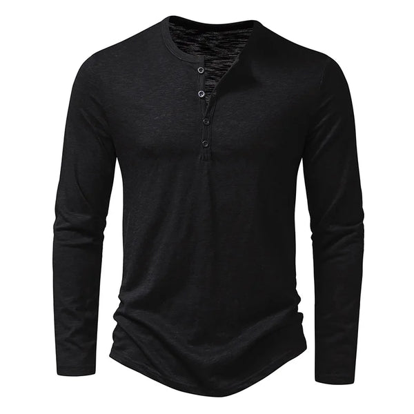 Men's Lightweight Casual Cotton Solid Color Long Sleeve Henley Shirt Work Gym Outdoor Activities Home Leisure Spring Autumn - Fashlot