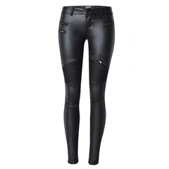 Comfortable Stylish Faux Leather Women’s Zipper Leggings Pants - Fashlot 