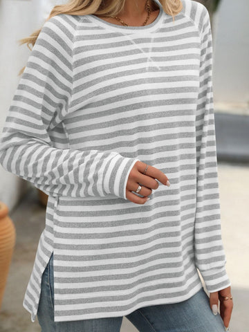 Women’s Classic Striped Long Sleeve Tee – Everyday Comfort with a Timeless Look - Fashlot