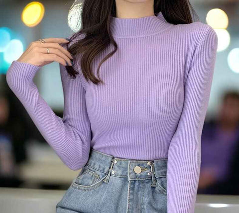 Soft Solid Color Women's Pullover Sweater - Fashlot