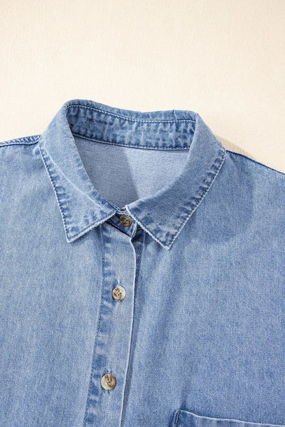 Women’s Button Down Short Sleeve Denim Dress - Classic, Clean, Effortless - Fashlot