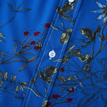 Men's Plus Size Floral Print Short Sleeve Button Down Casual Shirt - Fashlot
