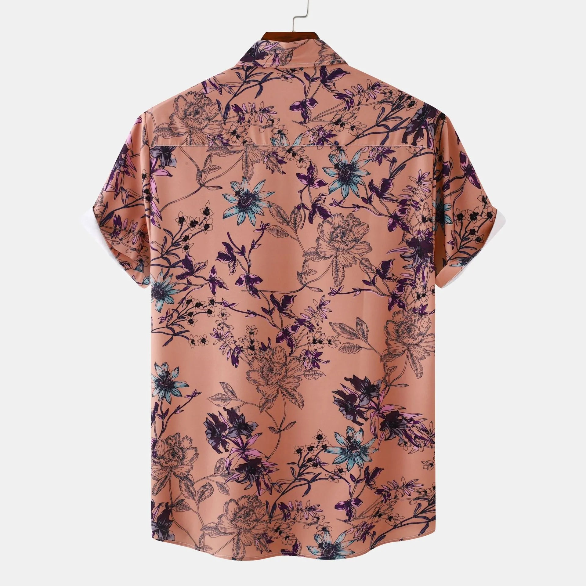 Men's Plus Size Floral Print Short Sleeve Button Down Casual Shirt - Fashlot