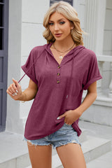 Women’s Stretch Hooded Short Sleeve Tee – Sporty, Soft & Ready for On-the-Go Comfort - Fashlot
