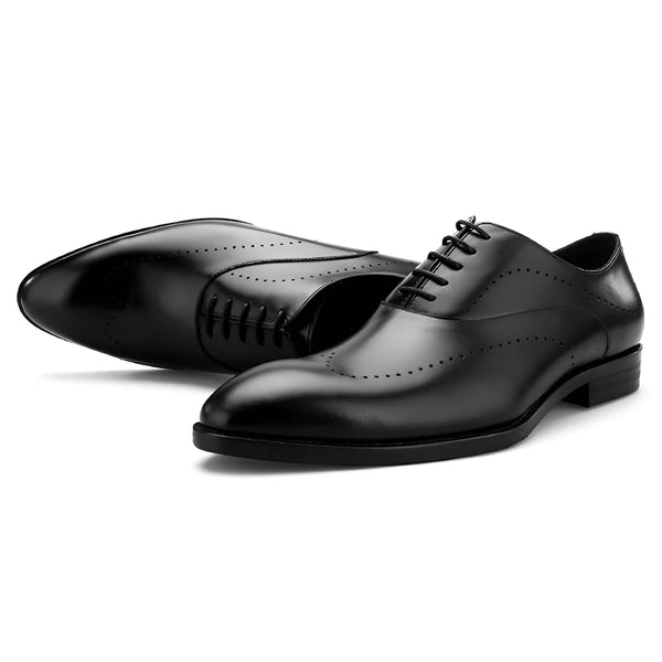 Classic Handmade Men’s Full-Grain Genuine Leather All-season Oxford Dress Shoes for Wedding Business Work - Fashlot 