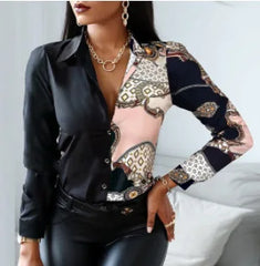 Women's Trendy Casual Fashion Printed Long-Sleeve Button-Down Shirt for Vacation Parties Work S-XXL - Fashlot