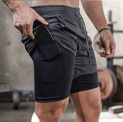 High Quality Comfortable Men's Casual Athletic 2-in-1 Lightweight Quick-Dry Workout Gym Fitness Running Shorts - Fashlot