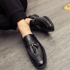 Men's Casual Comfortable Modern Leather Tassel Slip-on Spring Autumn Dress Loafers For Office Business Work Weddings - Fashlot