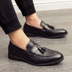 Men's Casual Comfortable Modern Leather Tassel Slip-on Spring Autumn Dress Loafers For Office Business Work Weddings - Fashlot