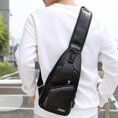 Men's High Quality Crossbody Sling Travel Gift Work School Shoulder Chest Leather Bag Backpack - Fashlot