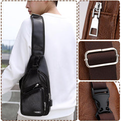 Men's High Quality Crossbody Sling Travel Gift Work School Shoulder Chest Leather Bag Backpack - Fashlot