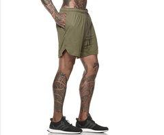 Men's Quick-Dry Modern Double Layer Fitness Workout Gym Leisure Running Training Outdoor Spring Summer Shorts With Multifunction Pockets - Fashlot 