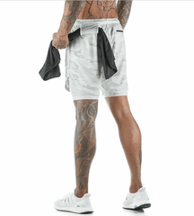 Men's Quick-Dry Modern Double Layer Fitness Workout Gym Leisure Running Training Outdoor Spring Summer Shorts With Multifunction Pockets - Fashlot 