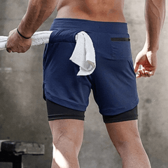 Men's Quick-Dry Modern Double Layer Fitness Workout Gym Leisure Running Training Outdoor Spring Summer Shorts With Multifunction Pockets - Fashlot 