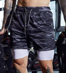 Men's Quick-Dry Modern Double Layer Fitness Workout Gym Leisure Running Training Outdoor Spring Summer Shorts With Multifunction Pockets - Fashlot 