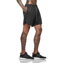 Men's Quick-Dry Modern Double Layer Fitness Workout Gym Leisure Running Training Outdoor Spring Summer Shorts With Multifunction Pockets - Fashlot 