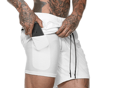 Men's Quick-Dry Modern Double Layer Fitness Workout Gym Leisure Running Training Outdoor Spring Summer Shorts With Multifunction Pockets - Fashlot 