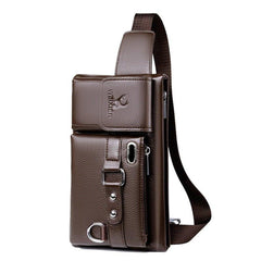 Stylish Versatile Men's Multipurpose Waterproof Leather Crossbody Chest Bag For Travel Work School - Fashlot