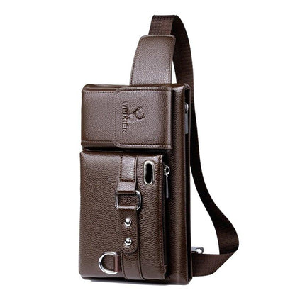 Men’s Waterproof Leather Crossbody Chest Bag – Travel, Work, School - Fashlot