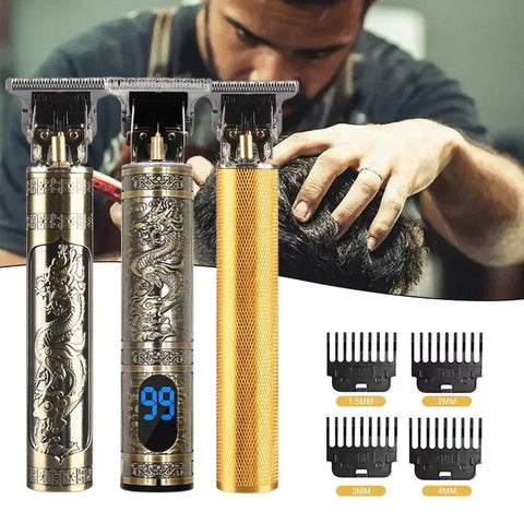 Portable Stainless Steel Metal T Shape Electric Hair & Beard Trimmer With LED Display - Fashlot 