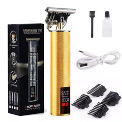 Portable Stainless Steel Metal T Shape Electric Hair & Beard Trimmer With LED Display - Fashlot 