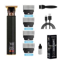 Portable Stainless Steel Metal T Shape Electric Hair & Beard Trimmer With LED Display - Fashlot 