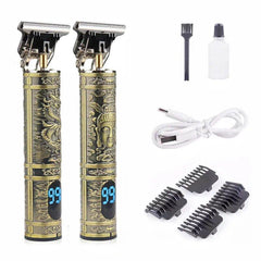 Portable Stainless Steel Metal T Shape Electric Hair & Beard Trimmer With LED Display - Fashlot 