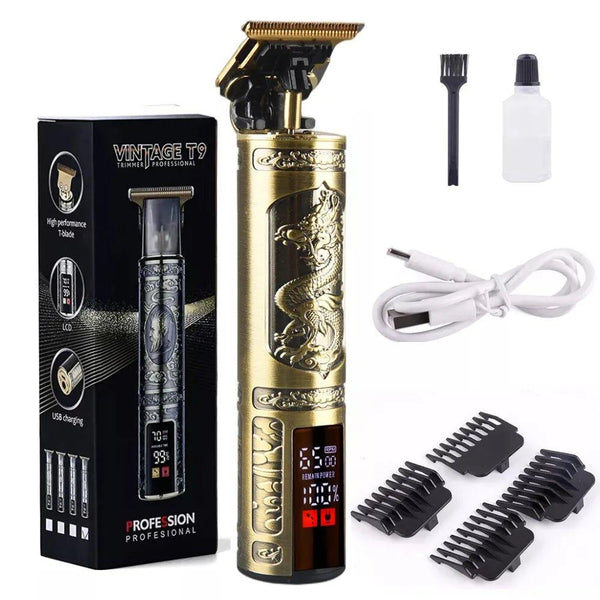 Portable Stainless Steel Metal T Shape Electric Hair & Beard Trimmer With LED Display - Fashlot 