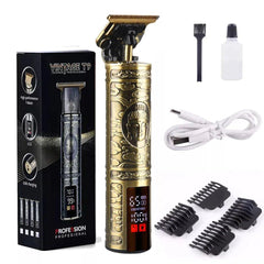 Portable Stainless Steel Metal T Shape Electric Hair & Beard Trimmer With LED Display - Fashlot 