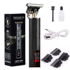 Portable Stainless Steel Metal T Shape Electric Hair & Beard Trimmer With LED Display - Fashlot 