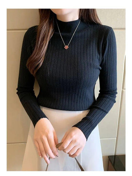 Women Elegant Solid Knitted Pullover Sweater - Fashlot